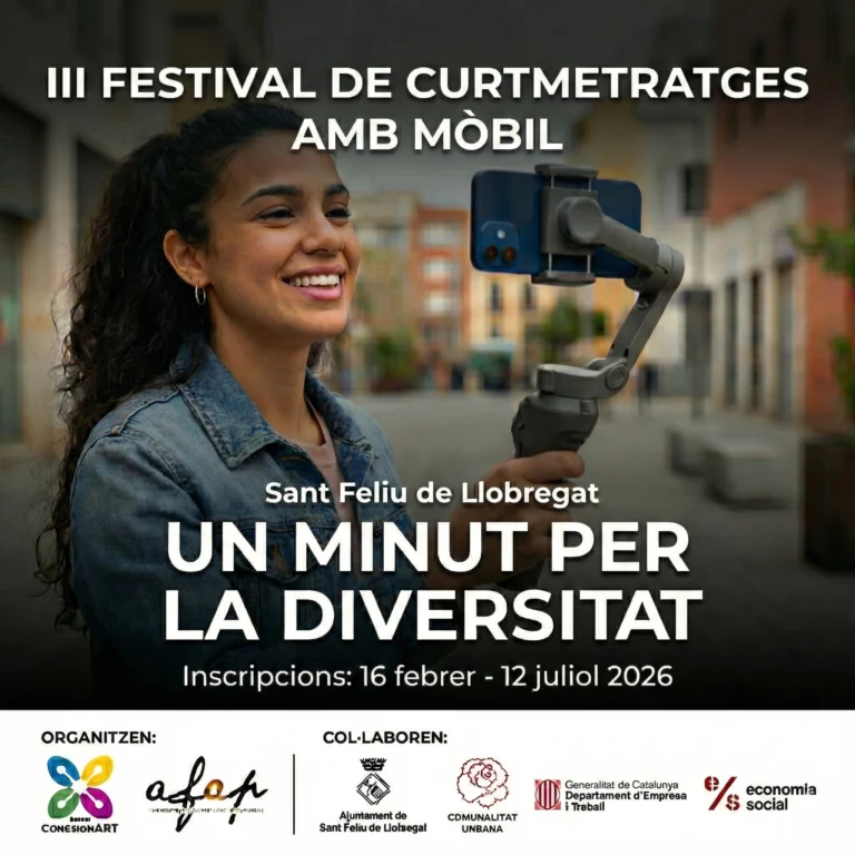 Cartel del III Festival de cortometrajes exprés con móvil «Un minut per la diversitat»